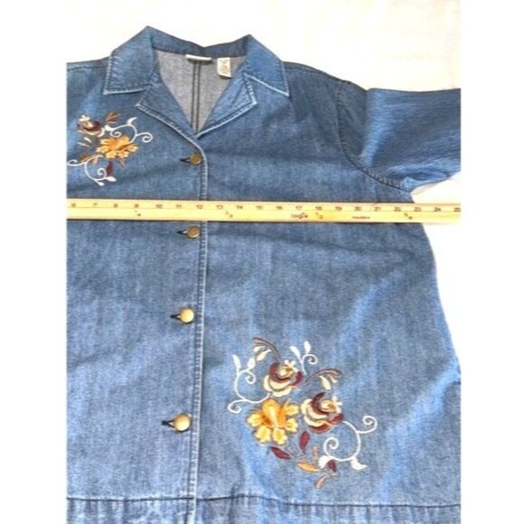Vintage Classic Elements Womens XL Denim Jacket With Floral Embroidery & Button - Picture 5 of 6